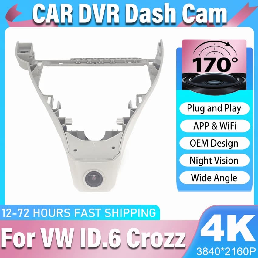 Plug and Play Dash Cam For Volkswagen ID 6 ID.6 Crozz 2021 2022 2023 2024 Dashcam, WiFi Car DVR Camera with APP, OEM Style