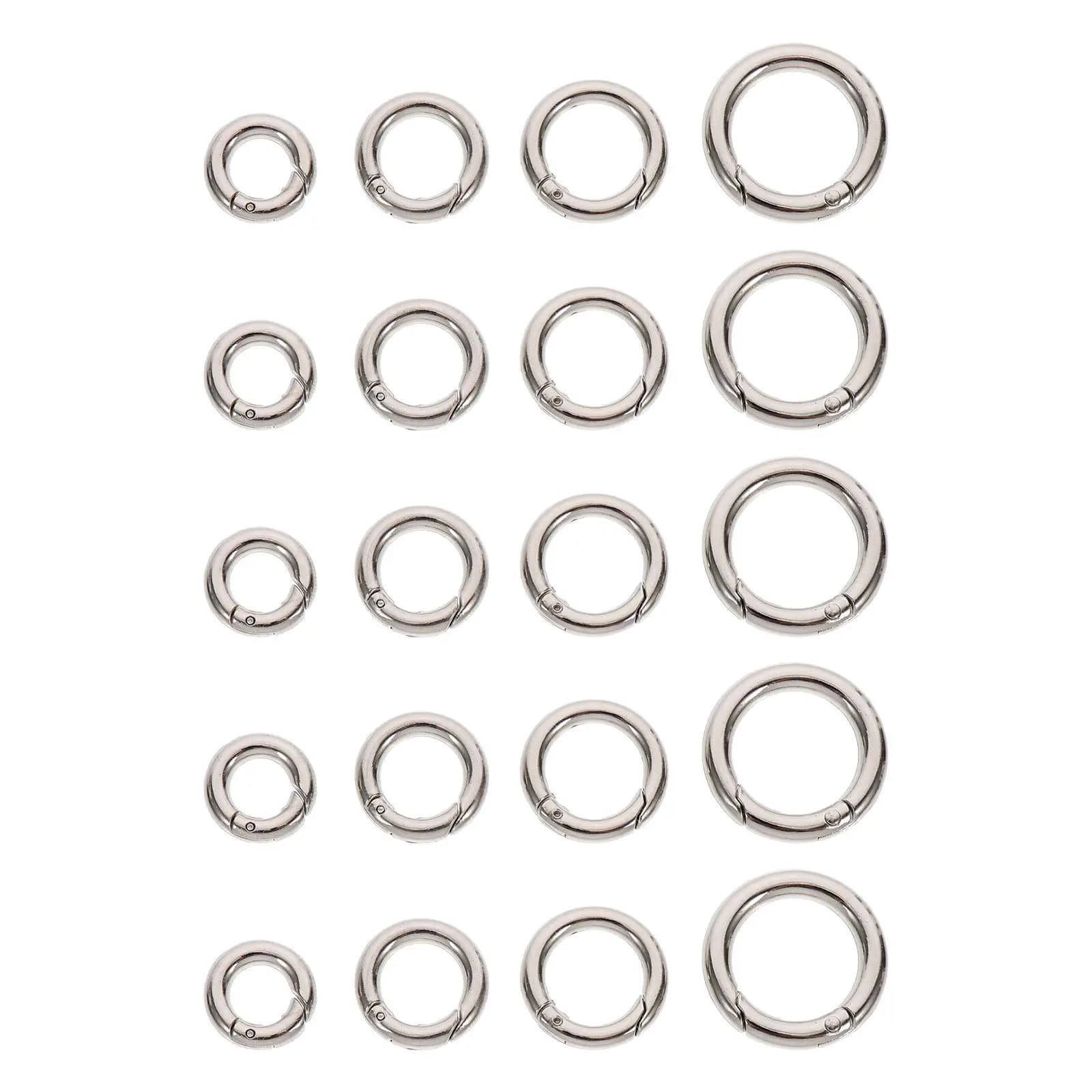 20Pcs Zinc Alloy Round Spring Rings Keychain Buckles Multi-Purpose Snap Clasps for Backpacks Handbags Dog Leashes Luggage DIY