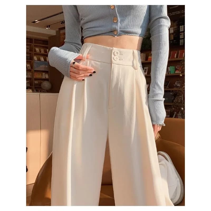 Women's High Waist Wide Leg Suit Pants Casual Straight Leg Trousers