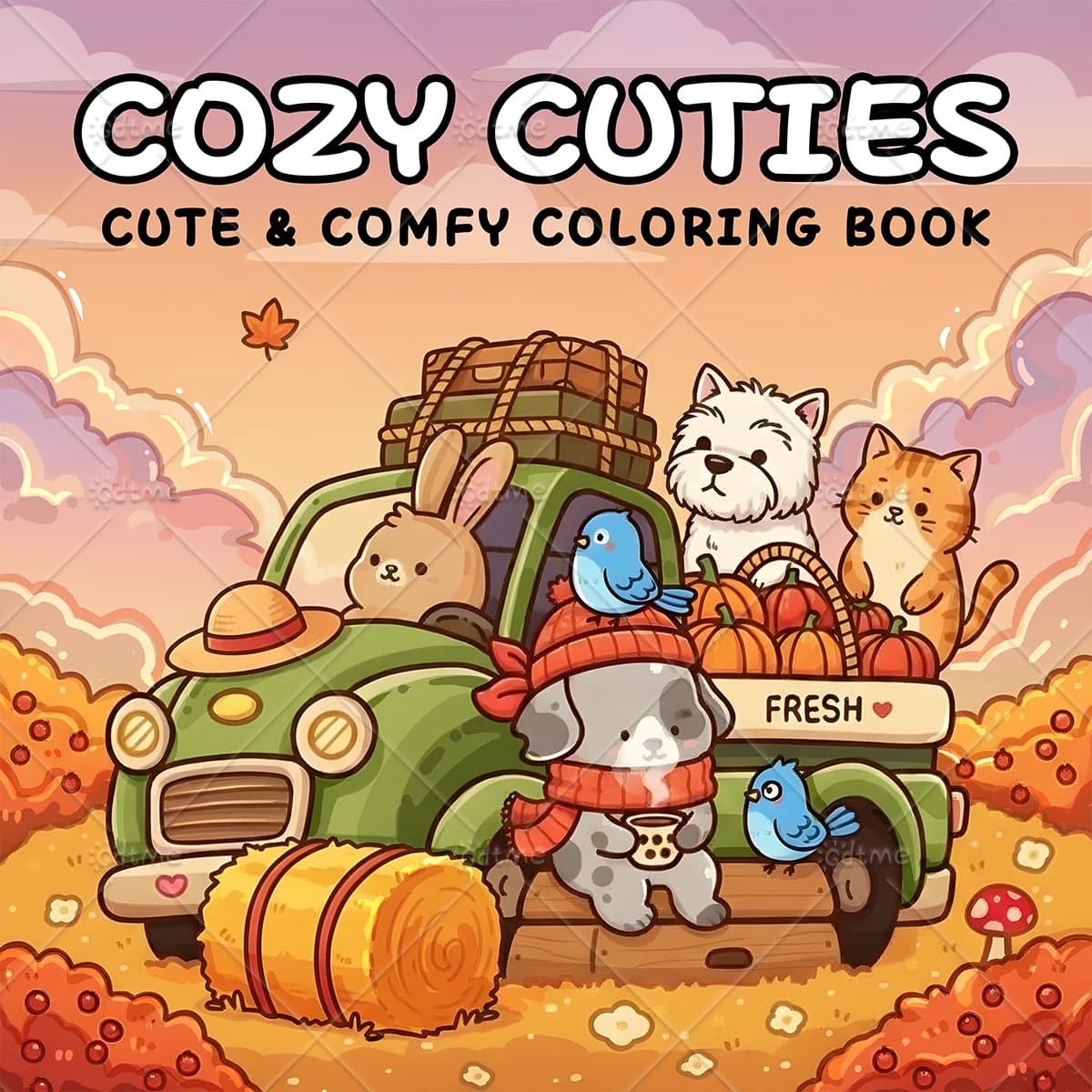 COZY CUTIES Coloring Book for Adults Featuring Cartoon Bold-easy Patterns for Relaxation Teens DIY Painting Drawing Books