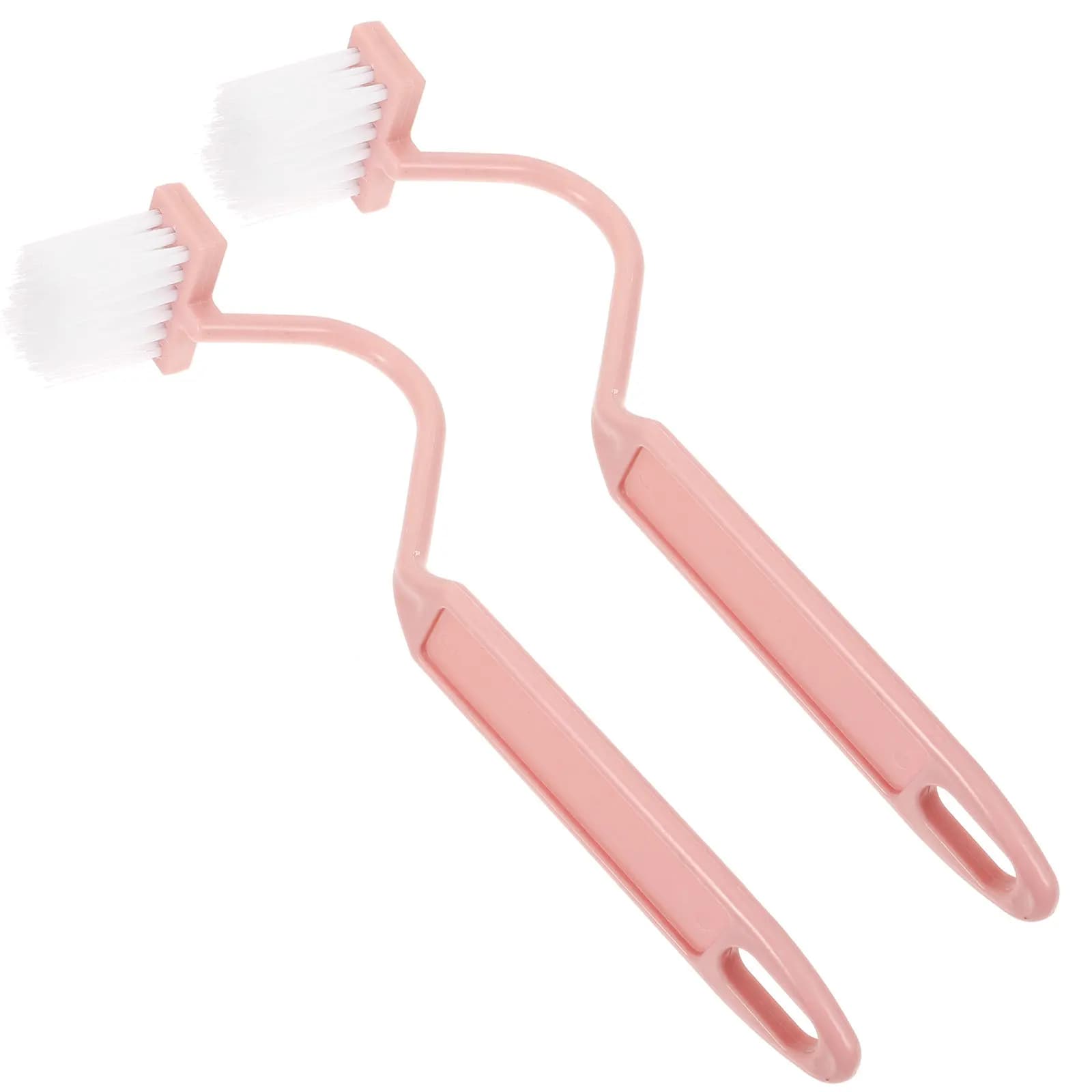 Set di 2 Spazzole a Forma di S per Pulizia Angoli, per WC, Bagno, Fornelli, Frigoriferi, Bordi di Condizionatori, con Testa Pieghevole e Foro per Appendere