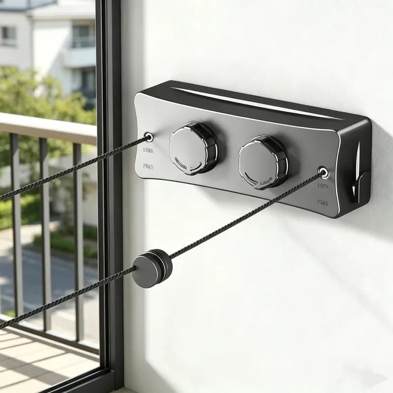 5.1M Double Line Retractable Clothesline Stainless Steel Wall Mounted Hanger Balcony Household Laundry Clothes Drying Rack