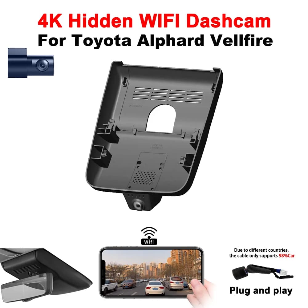 4K HD 2160P Plug and play WIFi Car DVR Dash Cam Per Toyota Alphard Vellfire Lexus LM MPV DashCam Dvr Anno modello 2024 a 2025