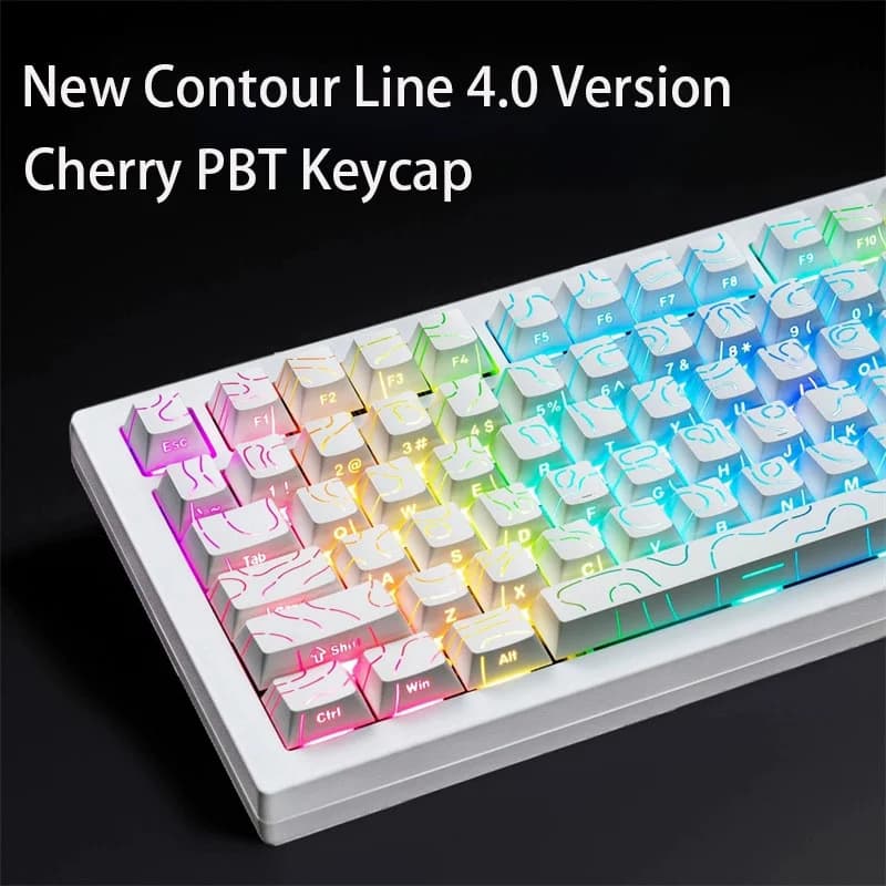 NEW Contour Line 4.0 Version PBT Keycap Mechanical Keyboard PC Gaming Double Shot Side Print Shine Through Backlit 98 Keys Caps