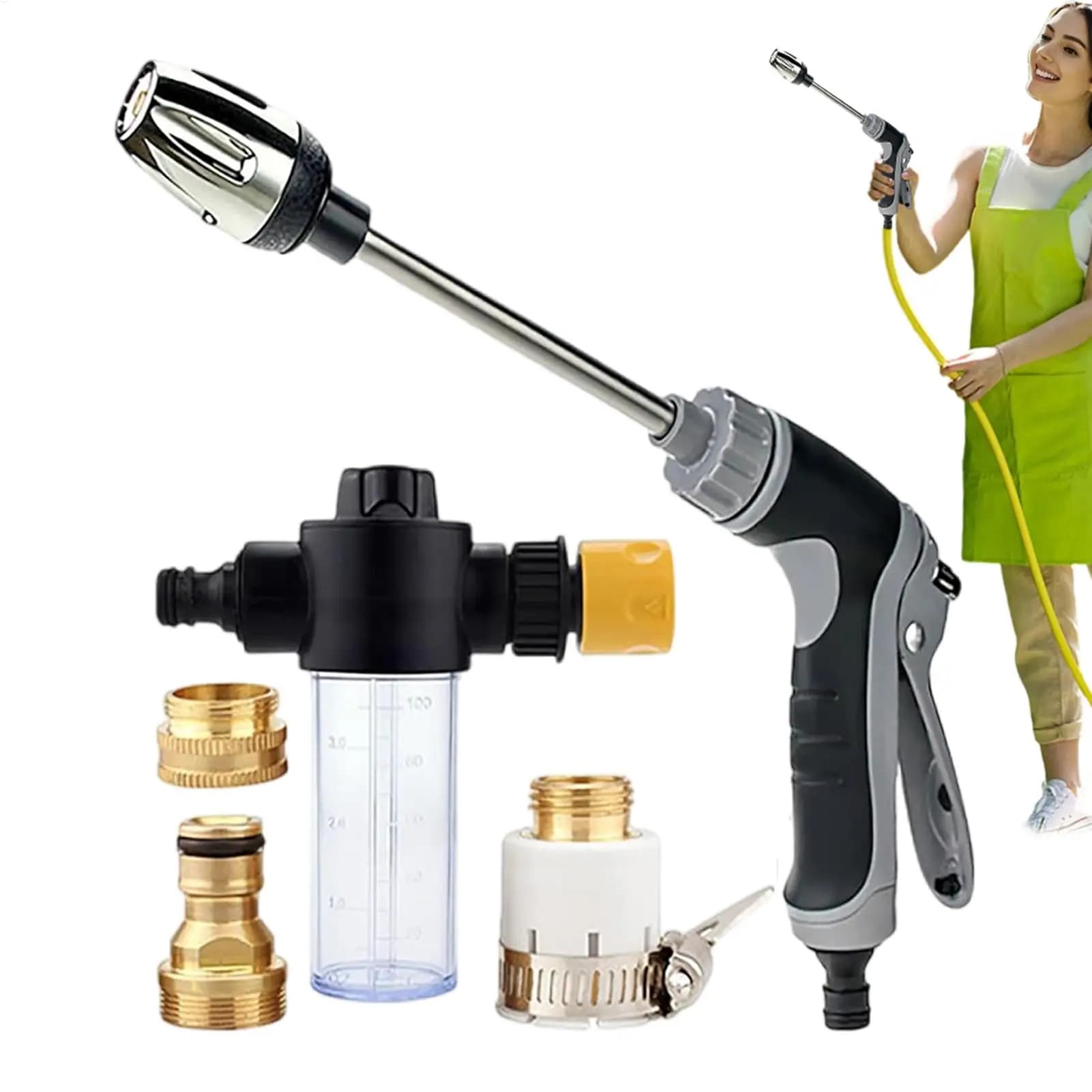 NUOVI Ugelli Spray per Tubo da Giardino in Metallo, Ugello Spruzzatore Resistente Regolabile per Prato e Giardino
