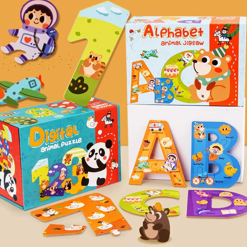 Puzzle con alfabeto in legno Montessori per bambini 3 4 5 anni ABC Bambini che imparano giocattoli Puzzle educativo Montessori per ragazzi in età prescolare