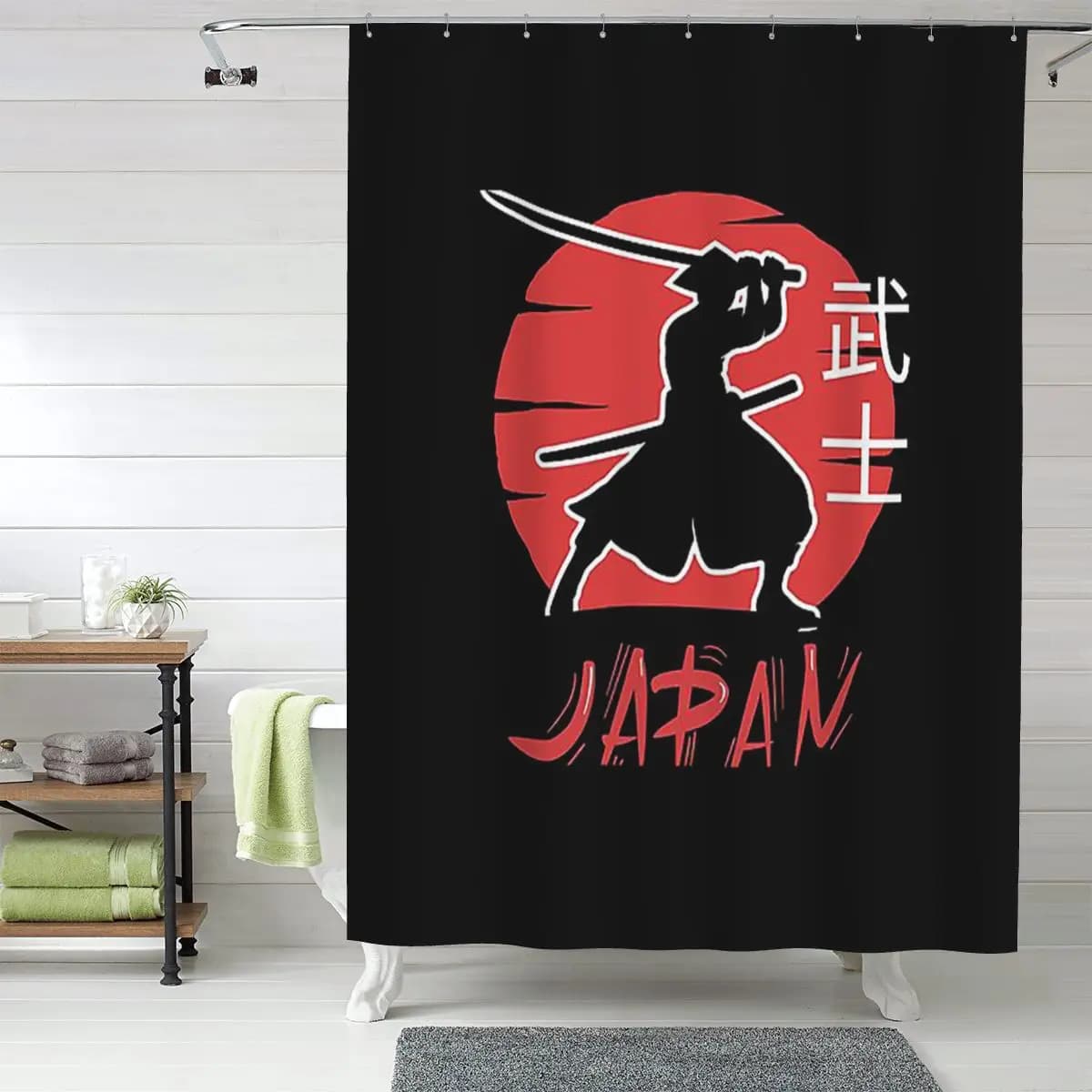 Tenda da doccia giapponese Bushido Samurai Warrior, tende da bagno impermeabili in poliestere con ganci