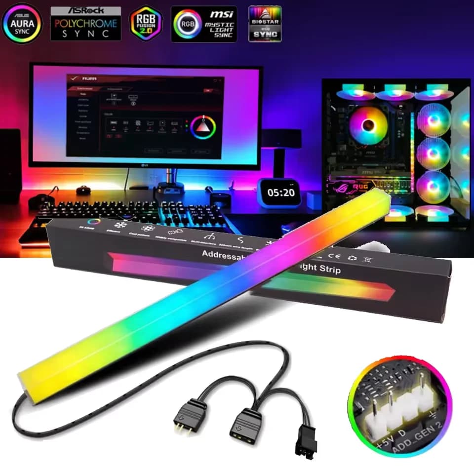 COOLMOON ARGB LED Strip Light 5V 3Pin/Piccolo 4Pin Diamante Magnetico Colorato Atmosfera Decor Lampada Bar per PC Case Desktop Chassis
