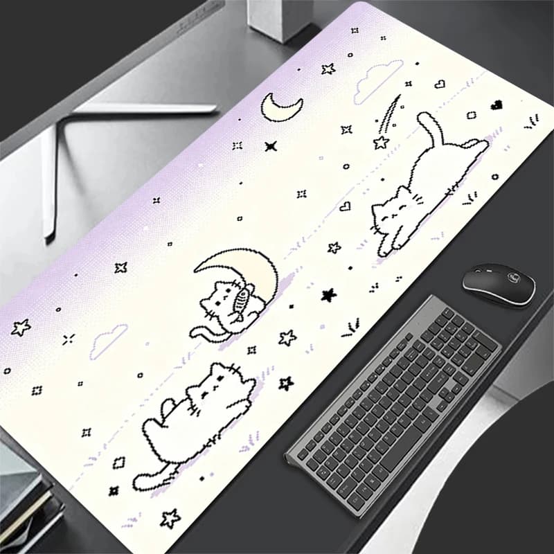 Low pixel cartoon Mouse Pad Notbook Extended Desk Mat Rubber Gamer Pad Cute Cat Keyboard Rug Non-Slip Esports Gaming Mousepad