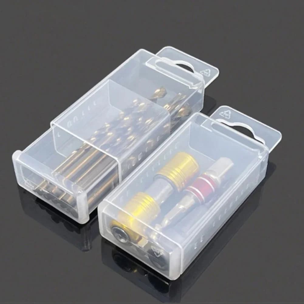 Scatole portaoggetti per punte elicoidali e frese, scatola trasparente vuota, cassetta degli attrezzi in plastica, scatola rettangolare telescopica, accessori per utensili
