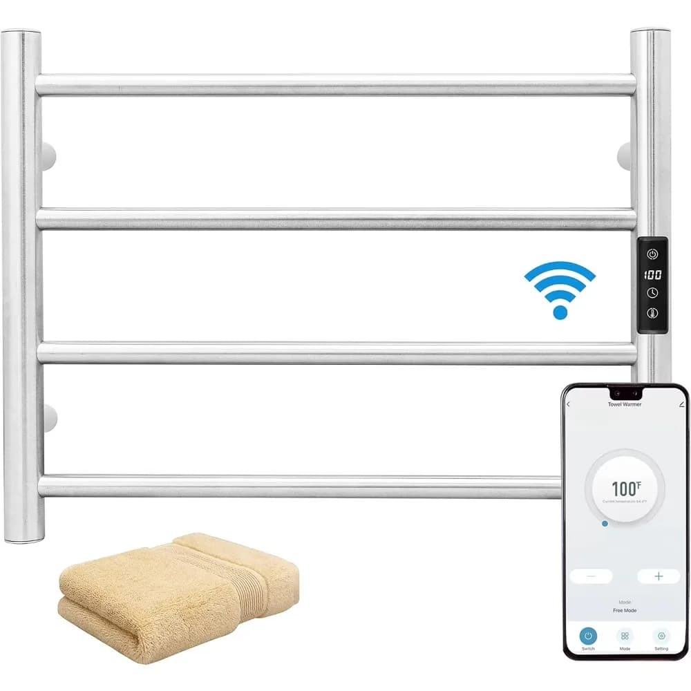 Scaldasalviette WiFi intelligente a 4 barre montato a parete con timer integrato e controllo della regolazione della temperatura