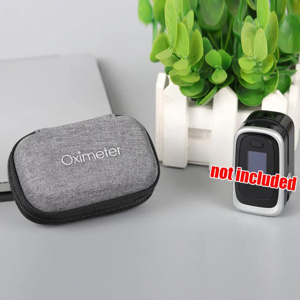 1Pc Oximeter Storage Bag for Finger Pulse Oximeter Reasonable Design Strong Space Protective Cover Zipper Hard Bracket Bag