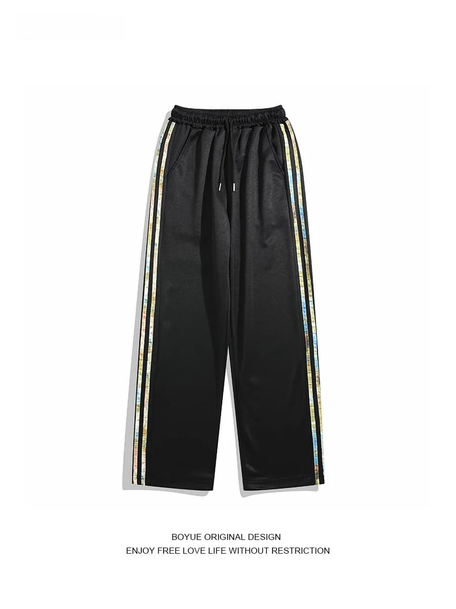 Boyue Casual Sports Trousers with Braided Belt, Straight Leg for Men and Women