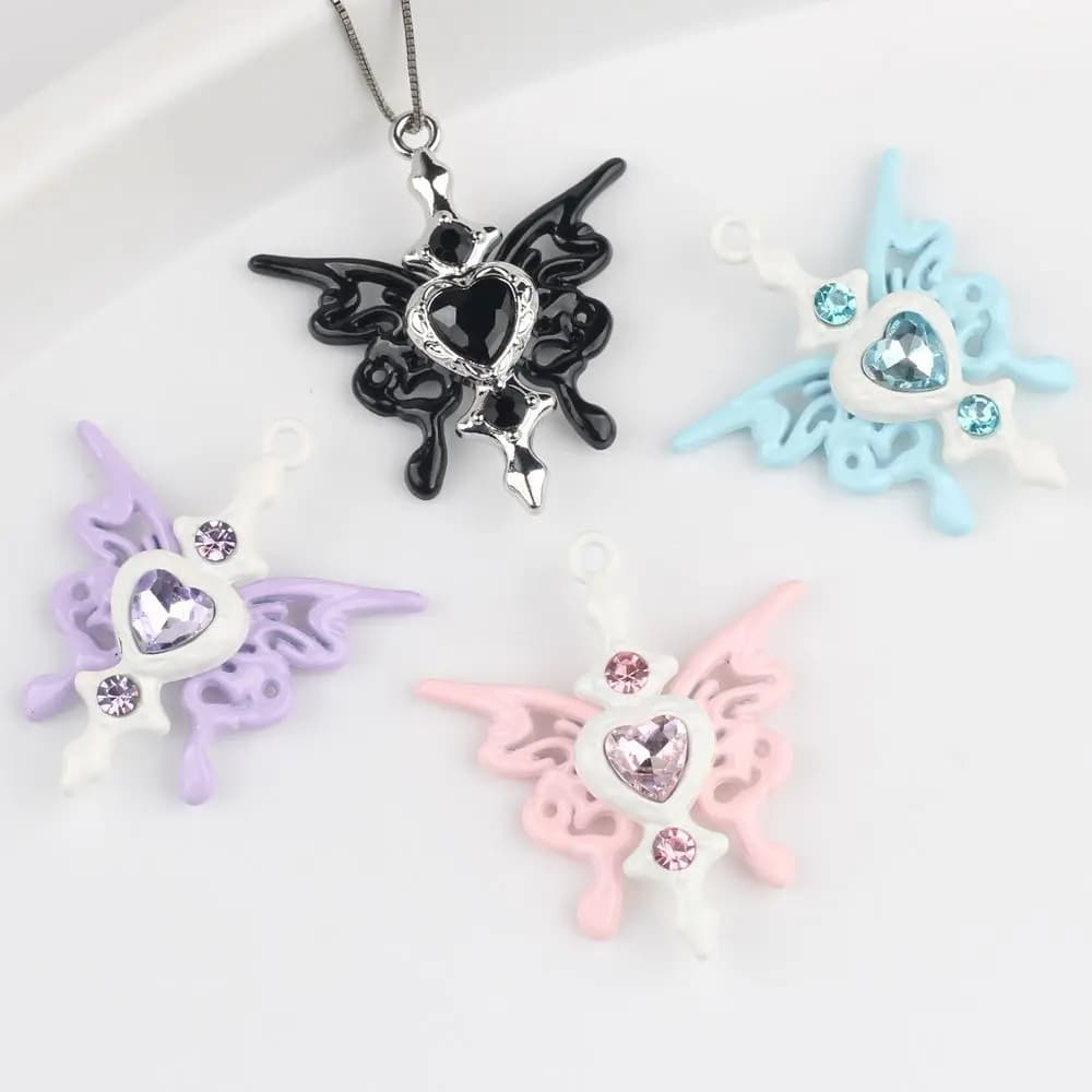 10 pcs/lot 29*32 MILLIMETRIES In Zinco Alloy Strass Inlaid Butterfly Pendants And Pendants FAI Necklace by The Bracelet Earrings Accessories