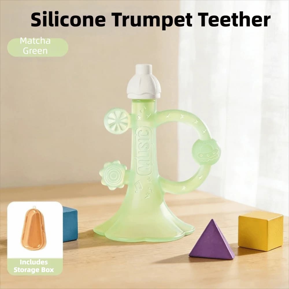 Food-Grade Silicone Small Horn Teether BPA Free Ergonomics Baby Silicone Toy Chewable Anti-Drop Infant Teething Stick