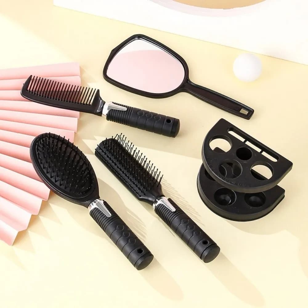 Set di 4 Pettini per Capelli Professionali Antistatici con Specchio e Pettine Massaggiante, Antiscivolo per Salone e Styling