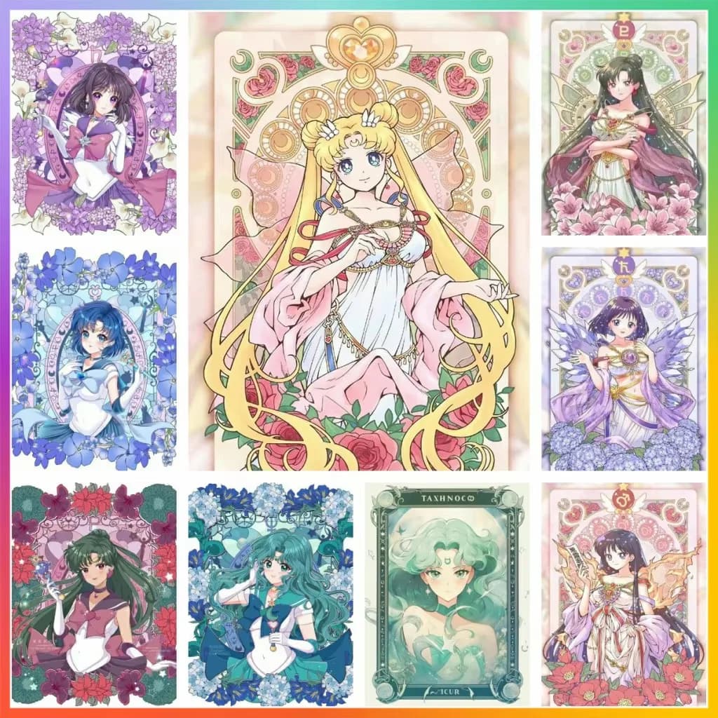 Sailor Moon Girls Beauty Youth Warrior 5D DIY Full Round Diamond Painting Home Living Room Bedroom Bar Aesthetic Decoration