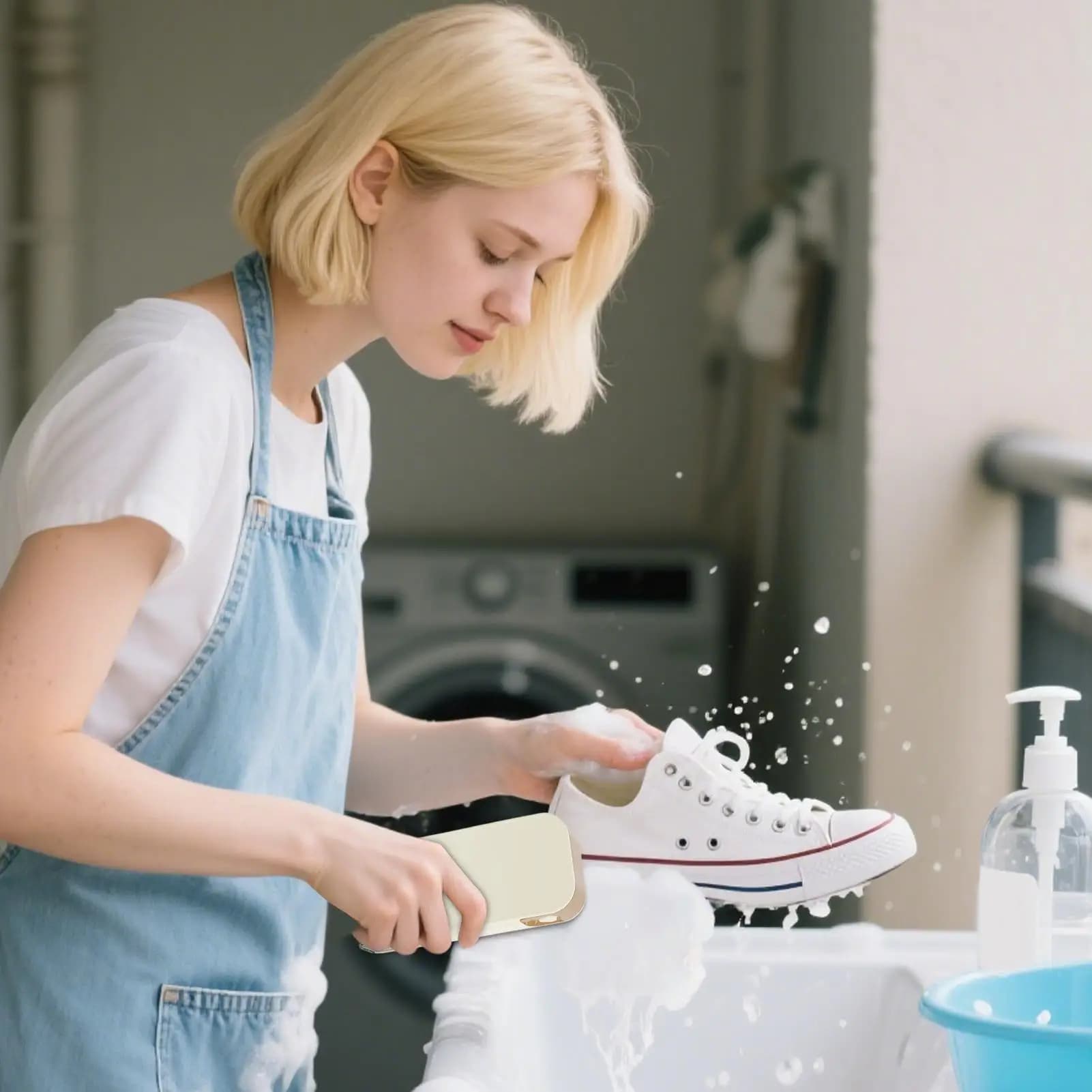 Contenitore per sapone Spazzola per scarpe Spazzola multiuso per bolle con rullo per lavare i piatti Dormitorio da campeggio da viaggio per la casa