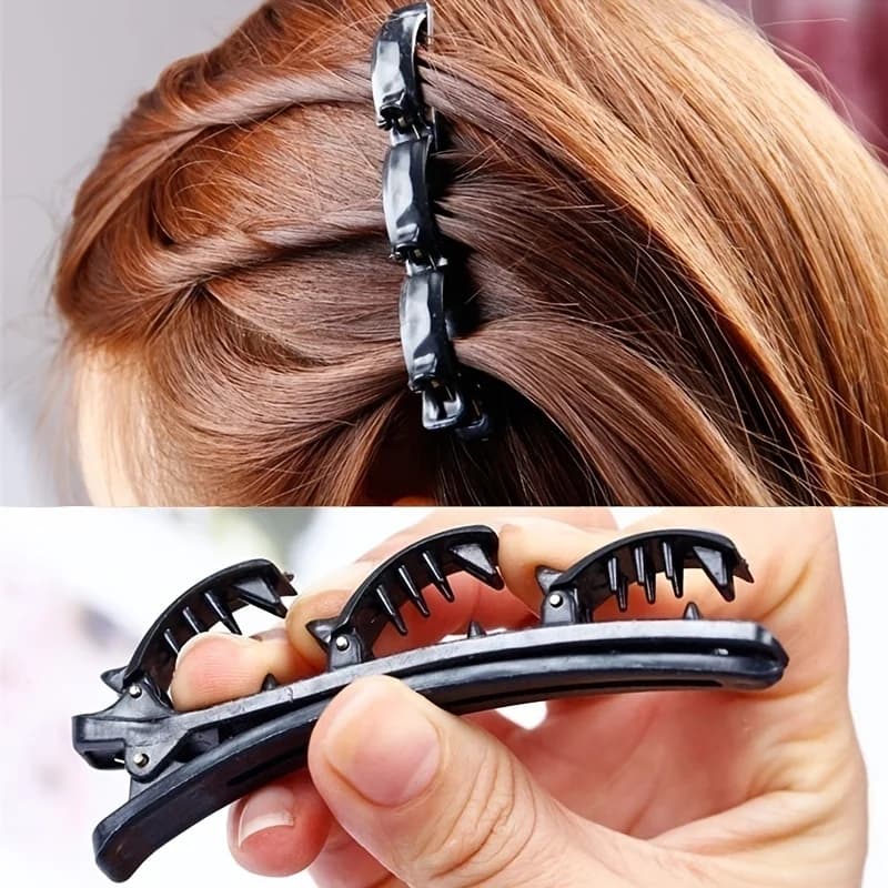 4-Pack Elegant Plastic Hair Clips, Double Clip Twist Side Clamp, Solid Color Hairpin Set for Styling and Holding Hair in Place
