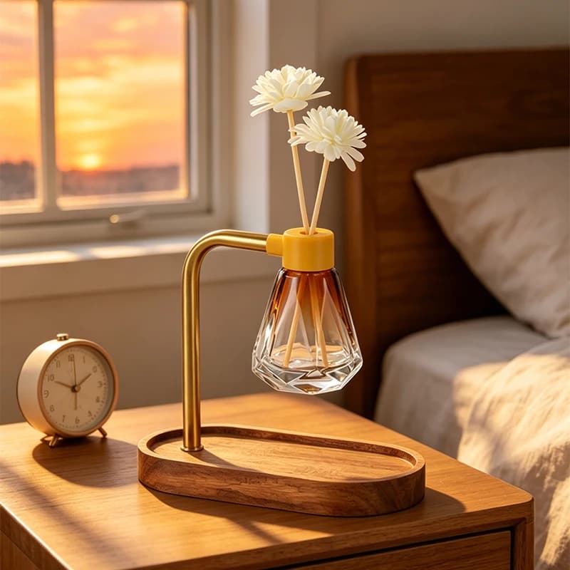 60ml Wooden Reed Diffuser Set Home Fragrance Diffuser Glass Essential Oil Bottle Flower Diffusers Sticks for Hotel Home Decor