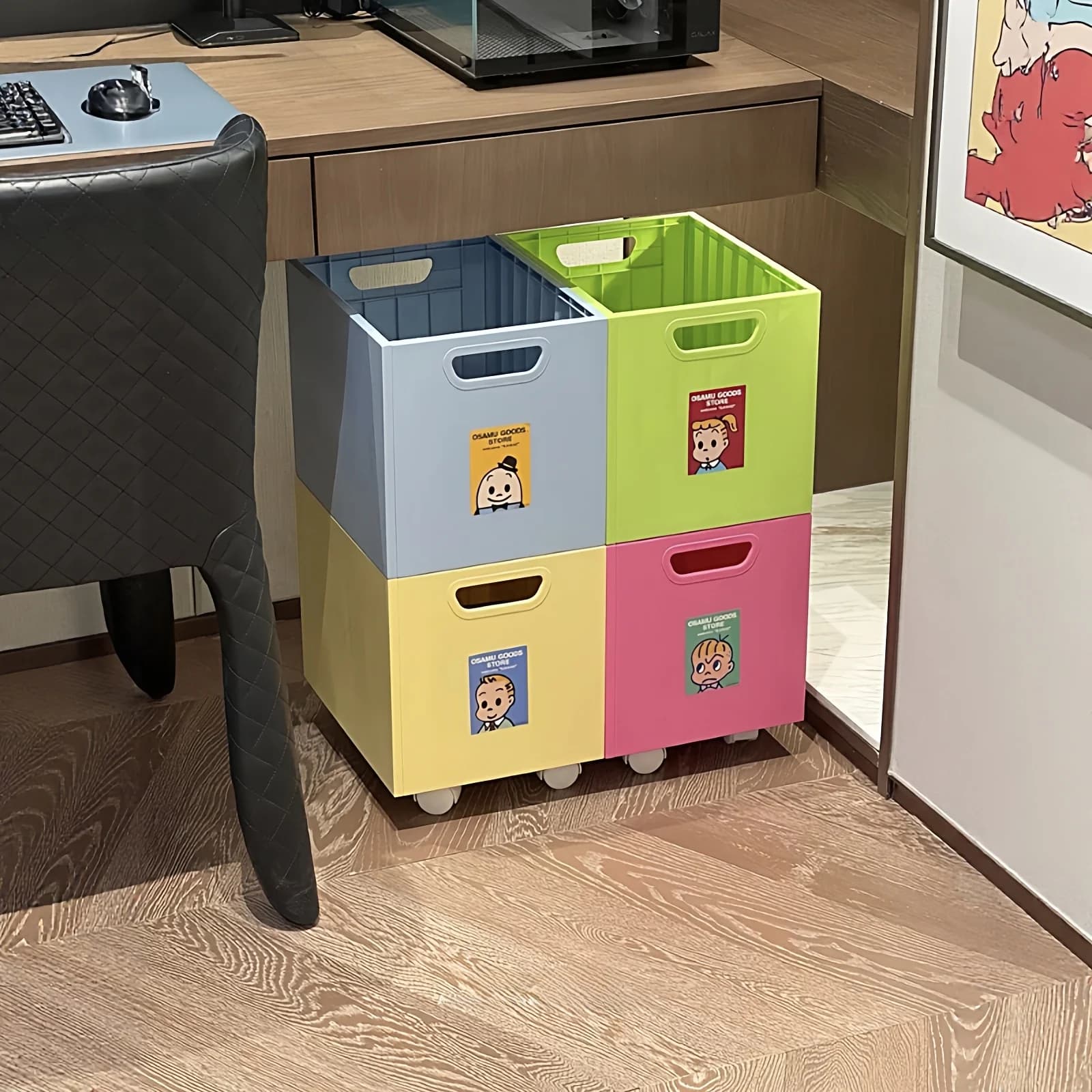 Contenitore Mobile Sotto Scrivania con Ruote, Organizer Creativo per Libri, Scatola in Plastica per Dormitorio Studenti, Organizzatore per Traslochi