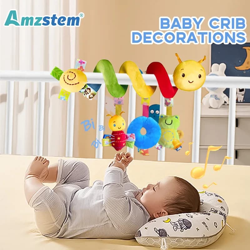 Seggiolino auto appeso per bambini Giocattoli Letto di peluche Avvolgimento Peluche con BB Squeaker e sonagli Neonati Giocattolo neonato 0 3 6 12 mesi Regali per bambole