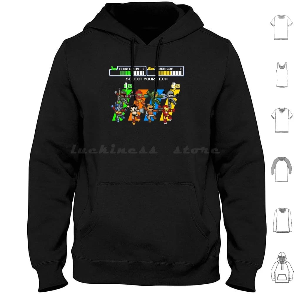 Seleziona la tua tecnologia Felpe con cappuccio a maniche lunghe Retro Arcade Cultura pop Mashup Videogiochi Giochi Film vintage Tv Divertimento in famiglia