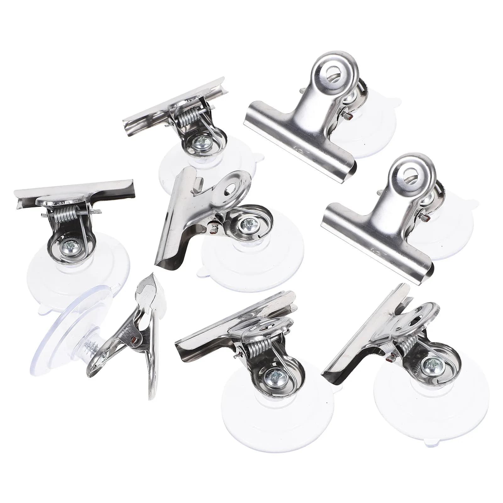8 Pezzi Clip a Ventosa Resistenti in Plastica Trasparente e Metallo per Insegne, Artigianato, Decorazioni, Finestre, Supporti per Tende Doccia, Badge