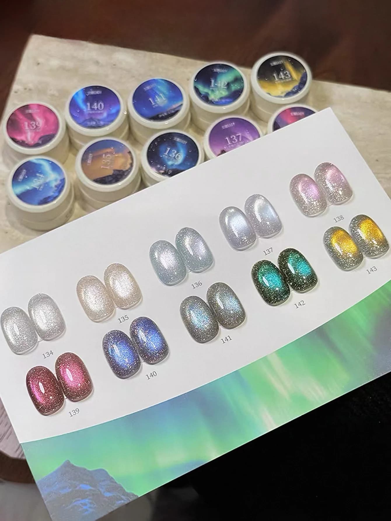 Set di 10 Smalti Gel UV per Unghie Effetto Occhio di Gatto, Glitter Fine e Diamanti Frantumati, Colori Autunnali e Invernali per Nail Art Professionale