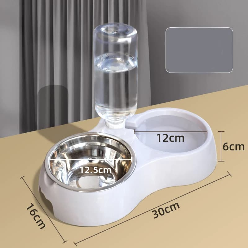 Distributore Automatico d'Acqua per Animali Domestici con Flusso Circolante 2-in-1, Ciotola Antiscivolo per Cibo e Acqua per Cani e Gatti, Uso Domestico