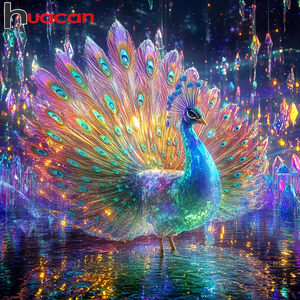 Huacan Pavone Pittura Diamante Fai da Te Animale Pioggia Diamante Mosaico Nuovo 2025 Kit Completo Dipinti Decorativi