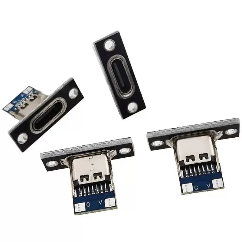 5/10 pezzi jack USB 3.1 tipo-c 2 pin 4 pin connettore femmina jack porta di ricarica dati piccola base di ricarica elettrica con piastra di fissaggio