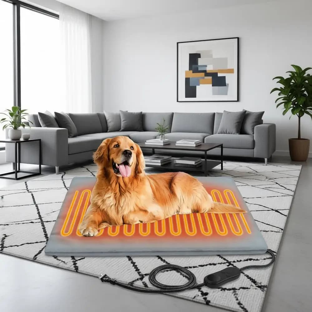Tappetini Riscaldanti Grandi per Cani e Gatti da Esterno, 90x60cm, Impermeabili, Coperta Riscaldante per Uso Esterno