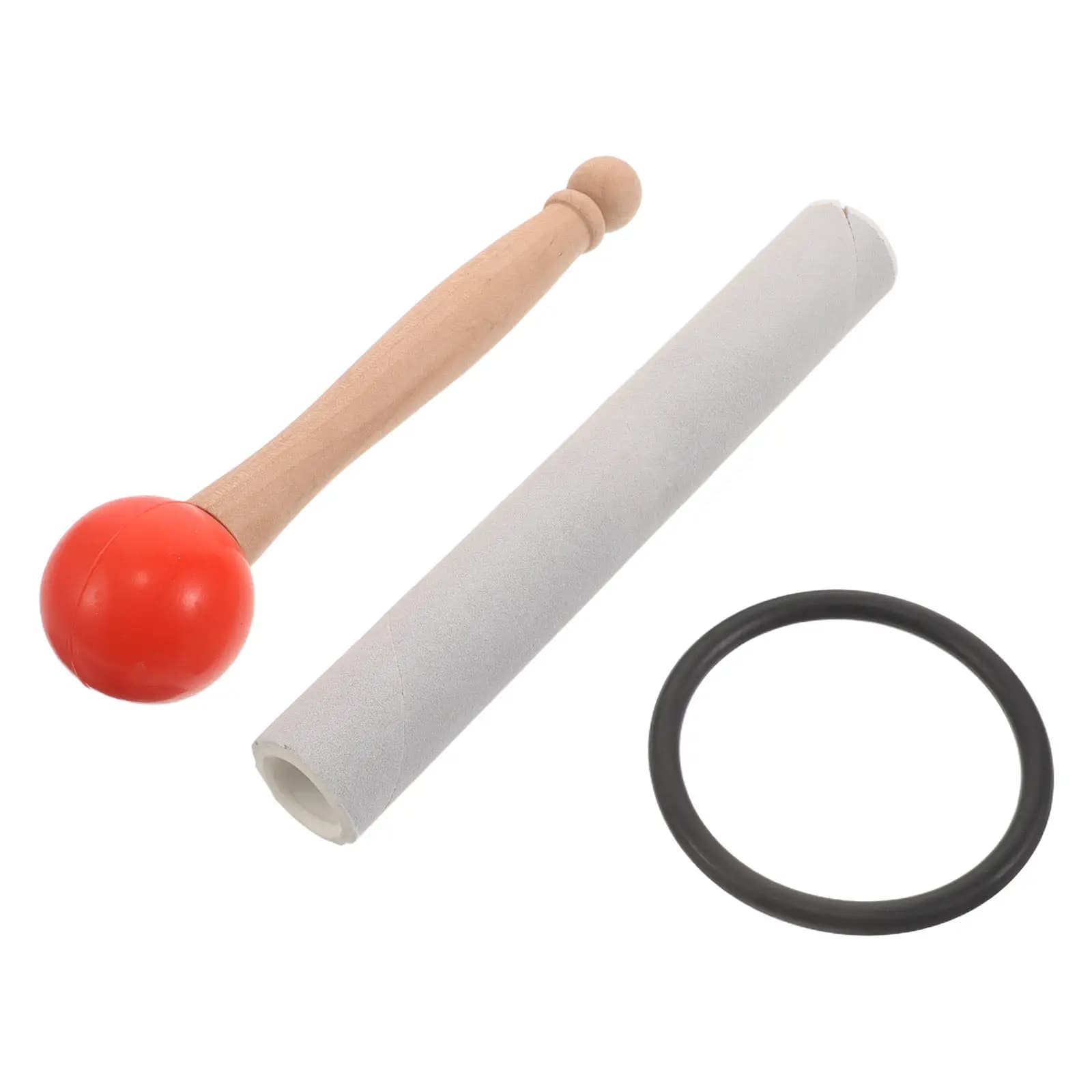 1Set Crystal Singing Bowl Mallet Rubber Head Wood Handle Ergonomic Arc Design Meditation Sound Bath Chakra Healing Tool
