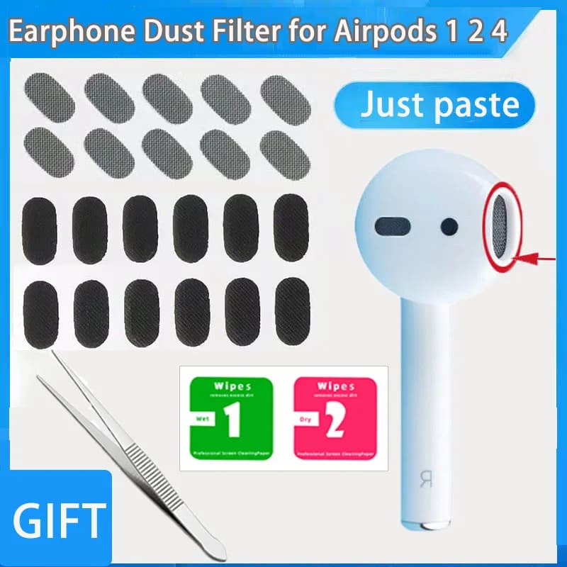 Anti-dust headset Steel mesh Waterproof headphone Replaceable wall decal Soft mesh dust filter for Airpods 1 2 4 Headset