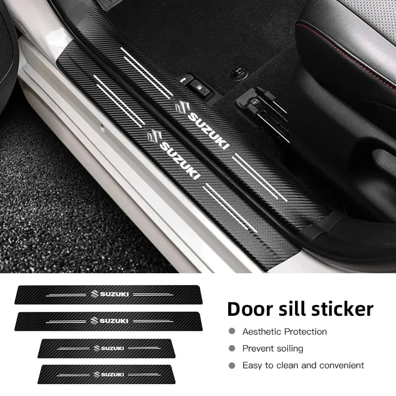 1/4/5Pcs Carbon Fiber Sticker Car Threshold Protective Film For Suzuki Jimny Swift Samurai Vitara SX4 Alto Kaiser Ingnis DZire