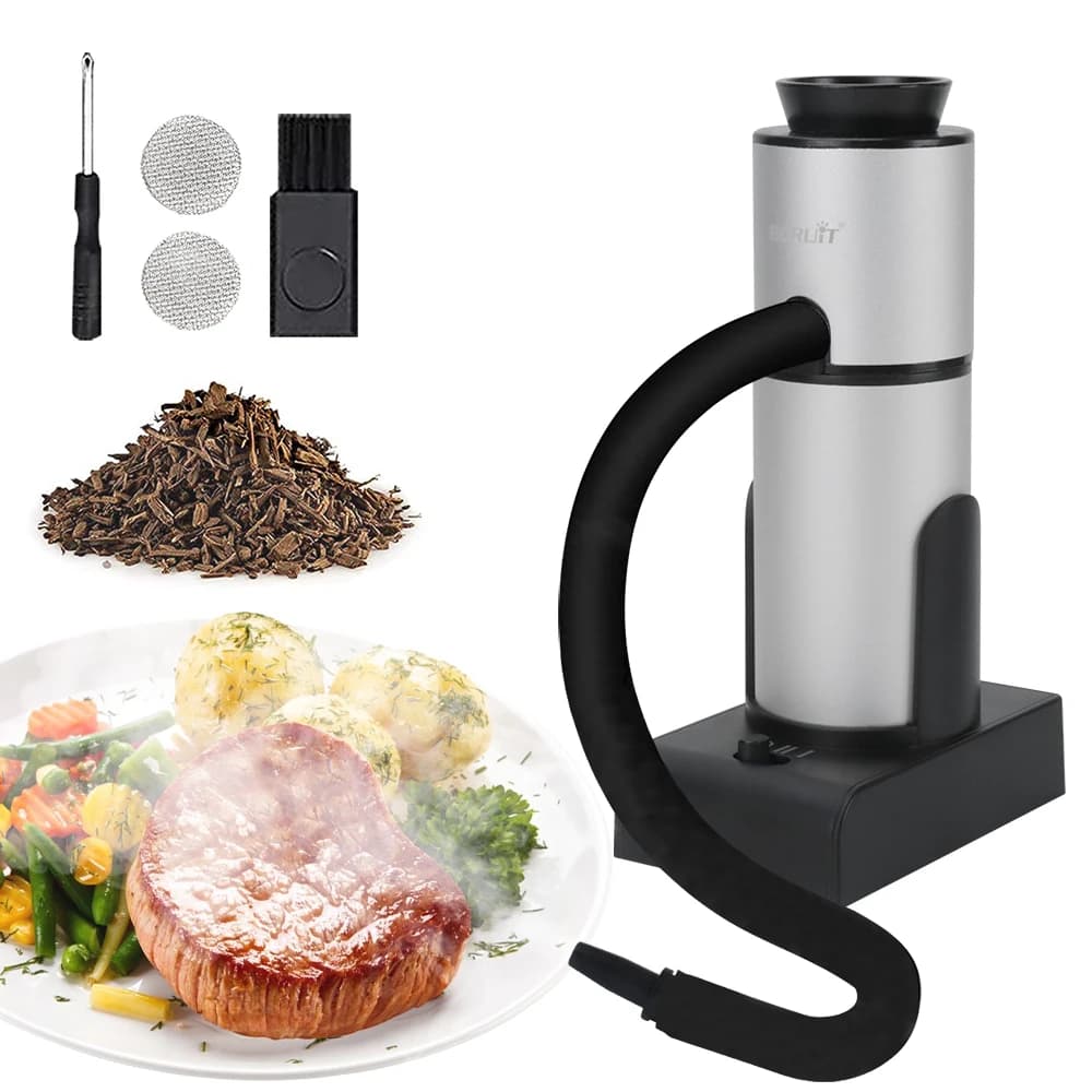 BORUiT Infusore di Fumo Cucina Molecolare Pistola per Fumatori Alimenti Bevande Generatore di Fumo Freddo Bruciare Carne per Cucina Cucina per BBQ Grill