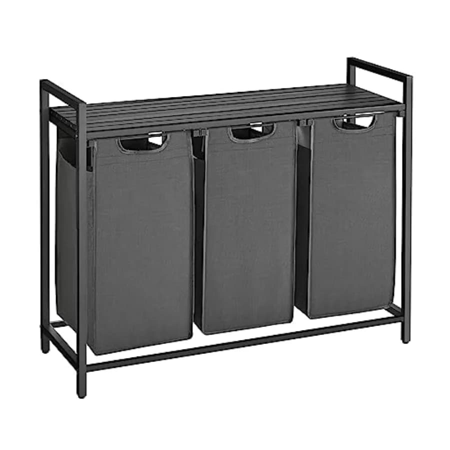 Basket with 3 removable and removable bags, Metal shelf and structure, 3 x 10,6 Gallons (40 L) 36,4 x