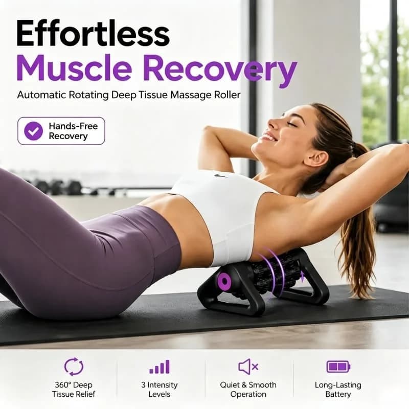Electric Massage Gun Roller Cordless Deep Tissue Muscle Rechargeable Percussion Massager for Neck Back Pain Relief Handheld Body