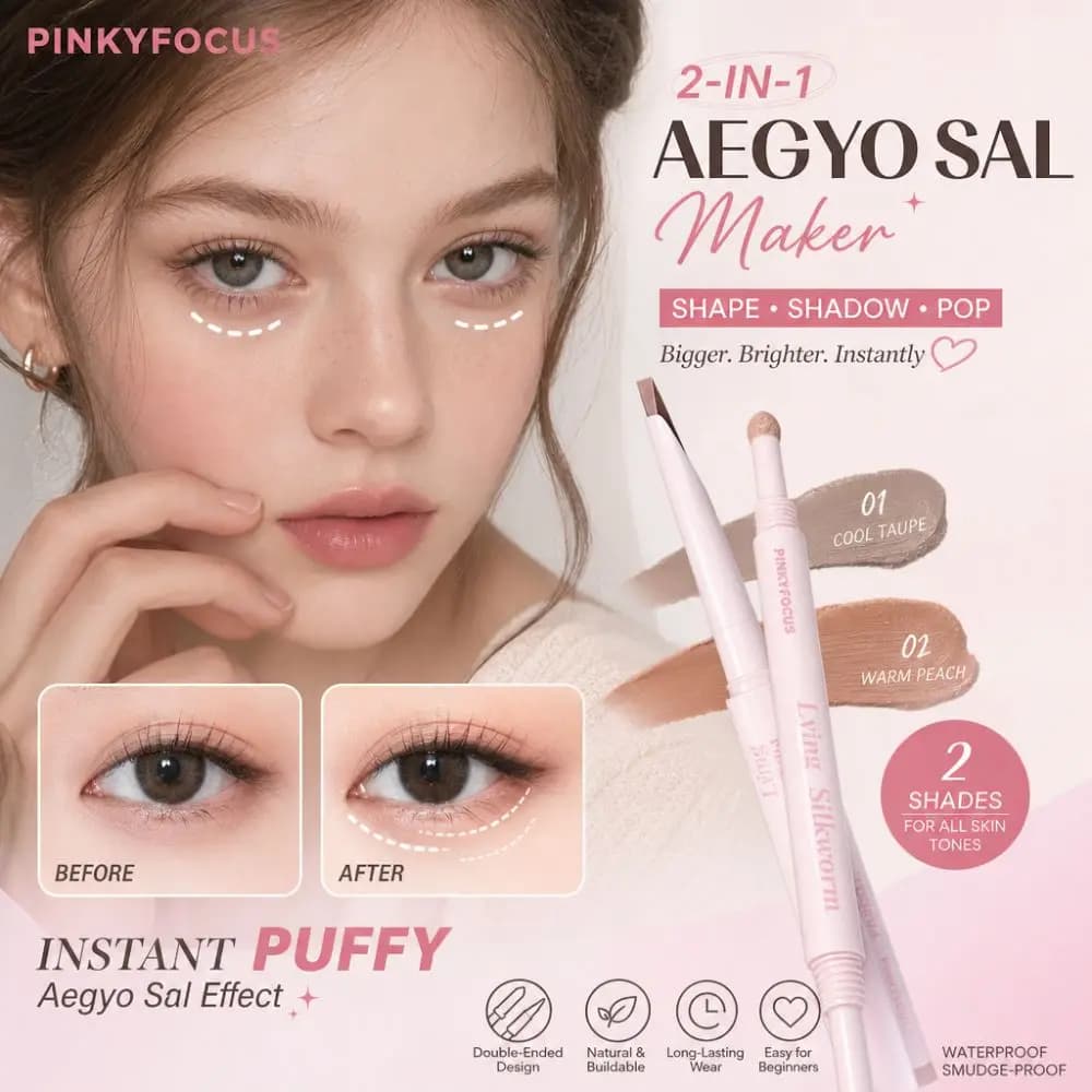 Double Ended Under-eye Highlighter Pen 2 in 1 Brighten Silkworm Eyeliner Pen Lasting Waterproof Lie Silkworm Pen Women Cosmetic