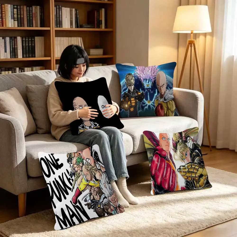 Fodera per cuscino decorativa O-One P-Punch Man Anime per camera da letto e divano del soggiorno