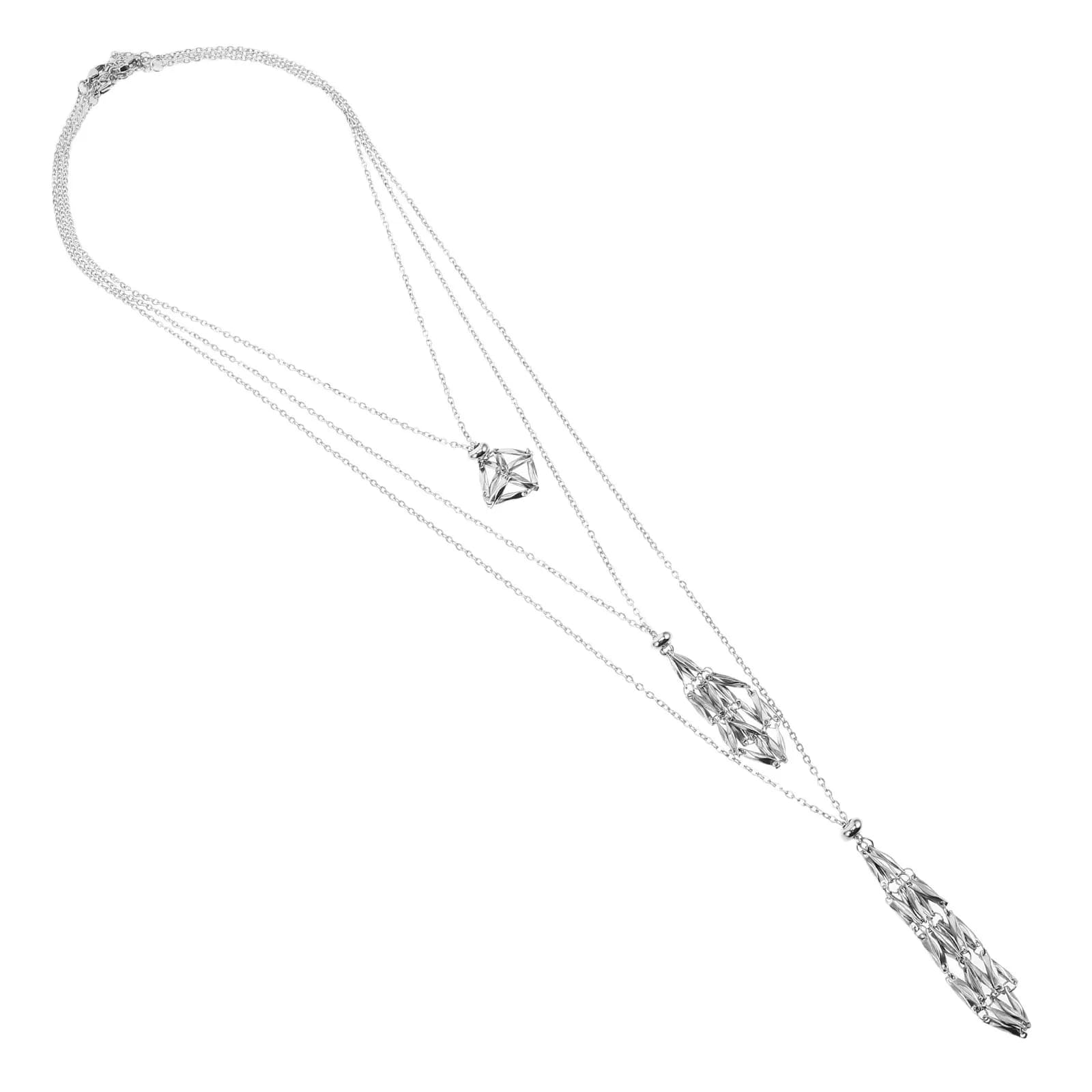 Kit Fai-da-Te per Collana con Rete a Maglie in Acciaio Inossidabile, 3 Pezzi, Stile Bohemien, Porta Cristallo Acchiappasogni, Catena Regolabile per Creazione Gioielli