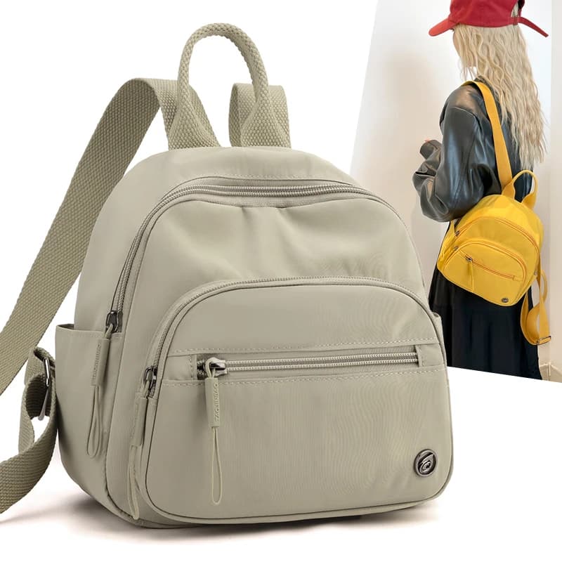Zaino in nylon leggero da viaggio e per il pendolarismo, borsa da donna stile casual con manico morbido, chiusura a cerniera, forma quadrata verticale