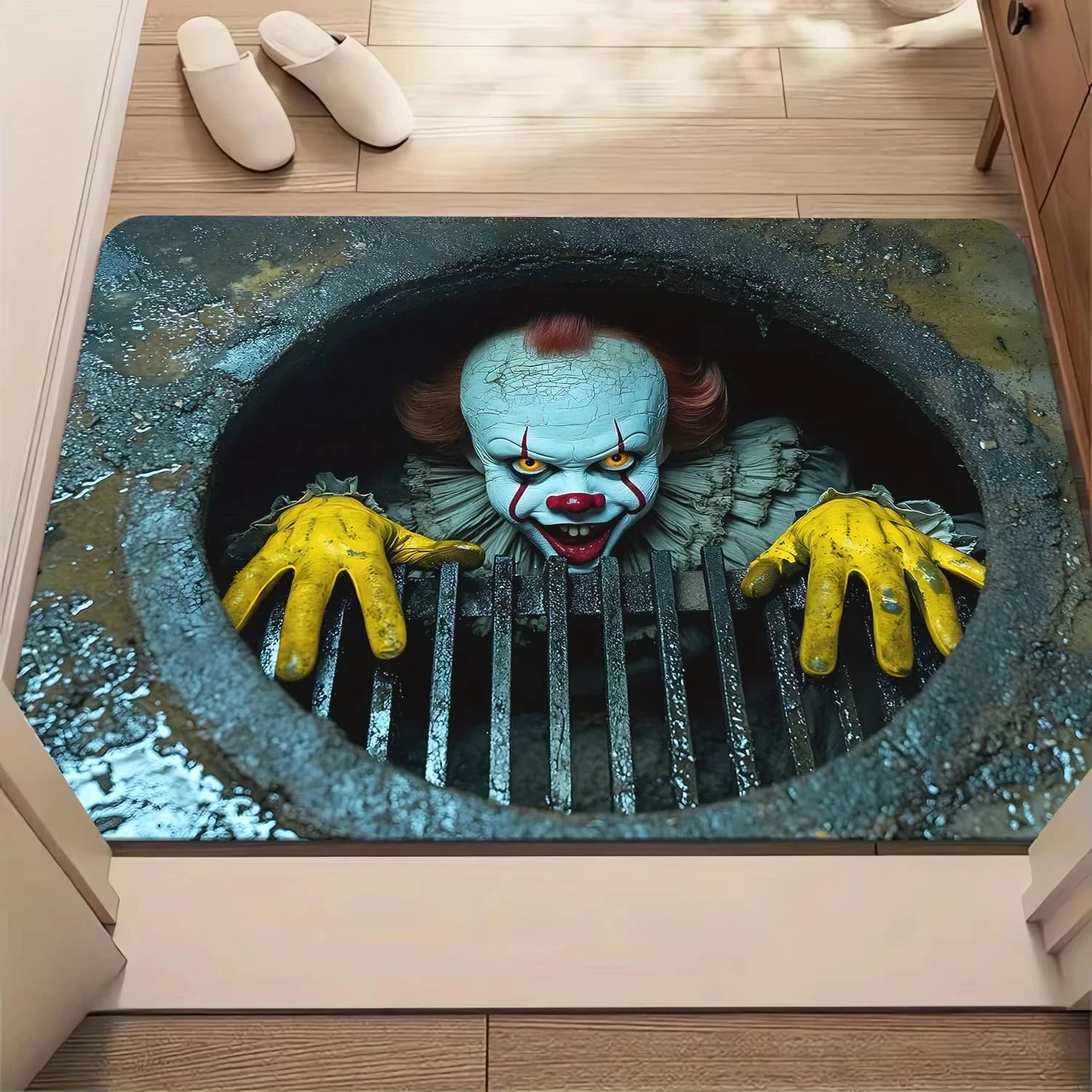 Vikamamama Creative Clown Halloween Entrance Mat Durable Bathroom Crystal Velvet Water Resistant Mat House Decoration