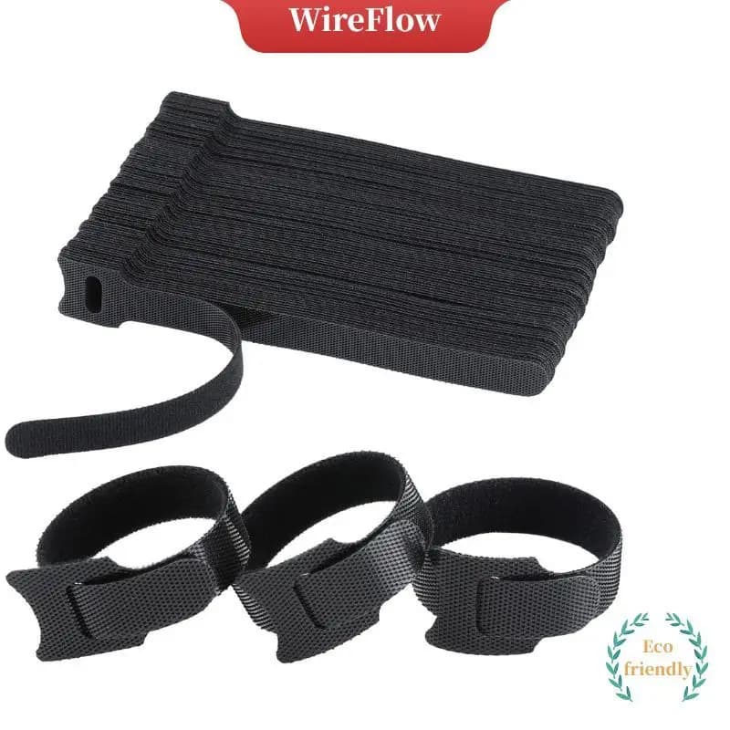 【Nylon Series】10PCS Reusable Cable Ties Cord Organizer Adjustable Cord Wraps, Cable Straps Hook & Loop Design