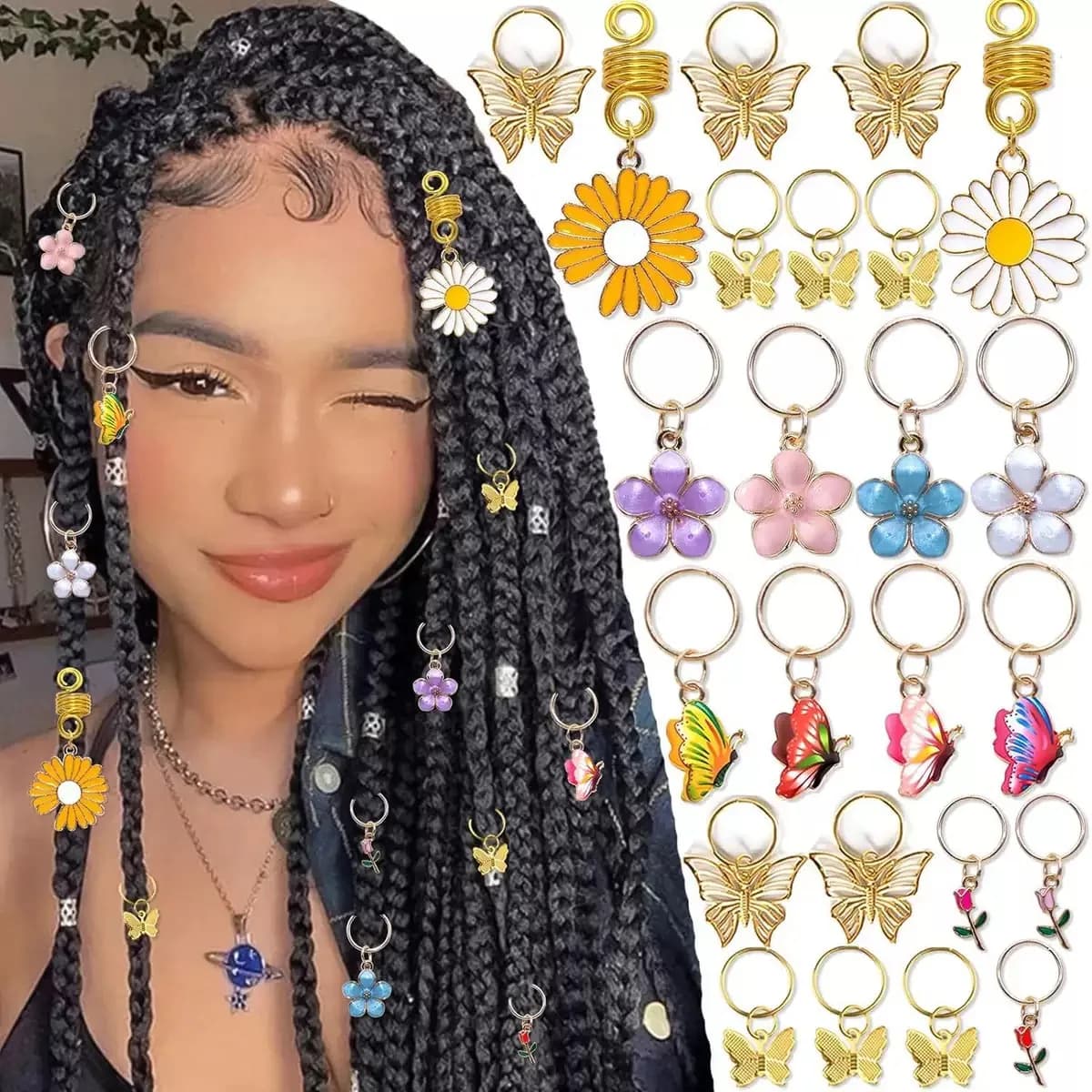 24 pezzi di set di accessori per capelli con farfalle e fiori, fermaglio per capelli e fermaglio per capelli, fiori colorati, farfalle abbaglianti