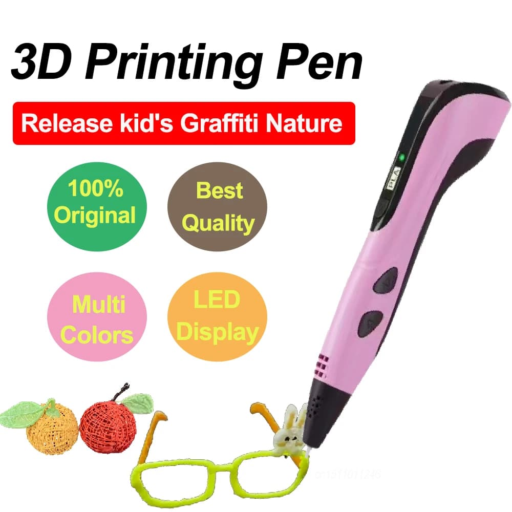 3D pen New 3D Printing Pen LCD Display Screen 0.7 mm Diameter 1.75 mm Filament PLA DIY Drawing Children Birthday Christmas Gifts