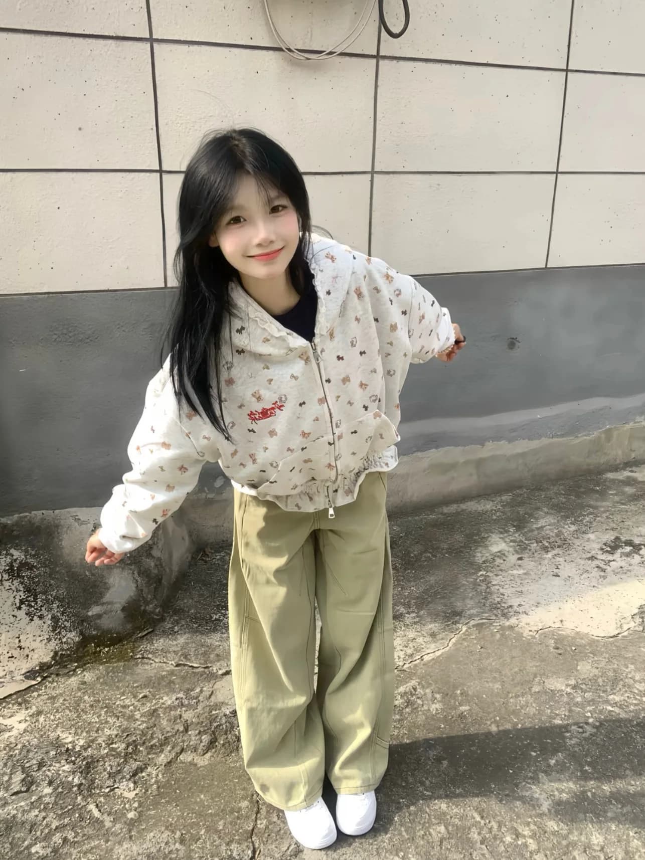 Chic American Style Print Embroidery Open Cardigan Hoodie Women's Spring Autumn Loose Lazy Korean Style Outerwear