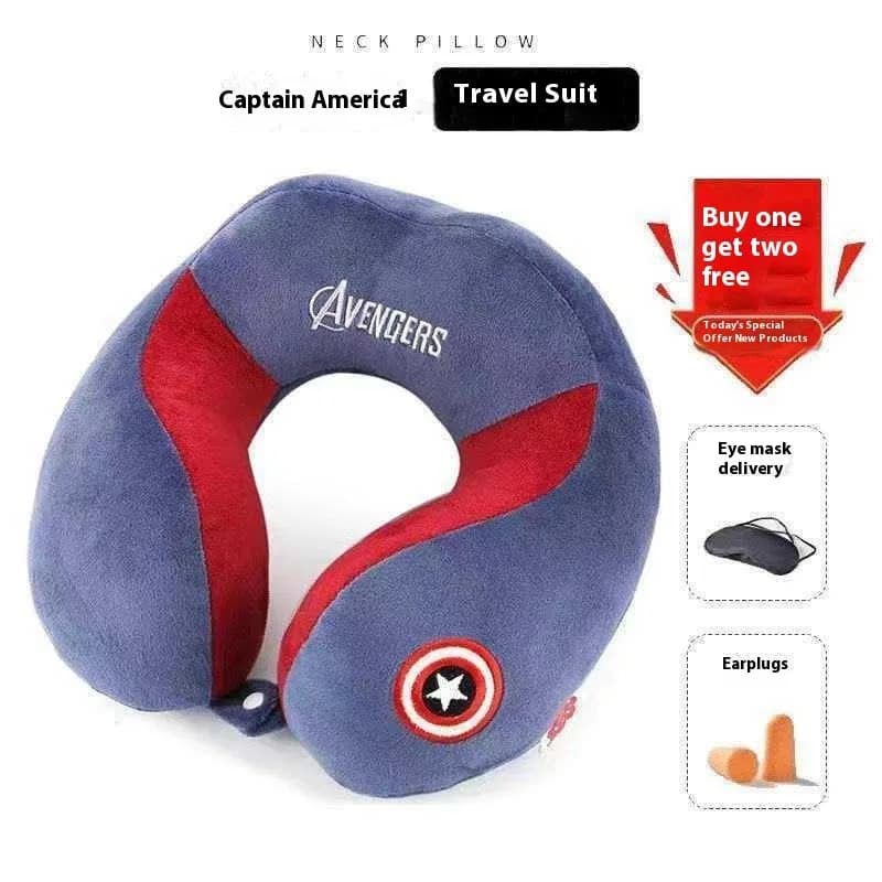 Marvel Figure Soft U‑Shaped Neck Pillow Portable Travel Neck Support Pillow Comfortable U Pillow Car Airplane Office Nap Rest