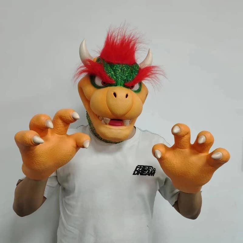 Maschera in Latex di Bowser di Super Mario per Cosplay, Accessori per Costumi di Halloween per Adulti